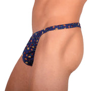 S SMU Sensual Floral Explosion Blue Thong 33733 MX152