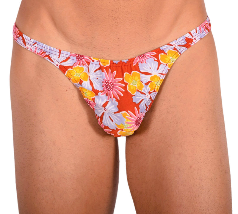 S SMU Sensual Floral Explosion Red Thong 33685 MX151