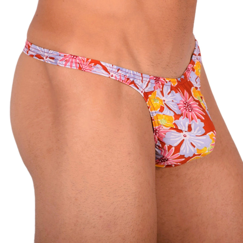 S SMU Sensual Floral Explosion Red Thong 33685 MX155