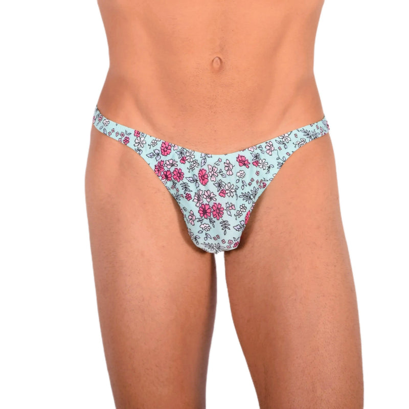 S SMU Sensual Floral Explosion Turquoise Thong 33681 MX151