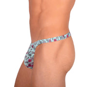 S SMU Sensual Floral Explosion Turquoise Thong 33681 MX152