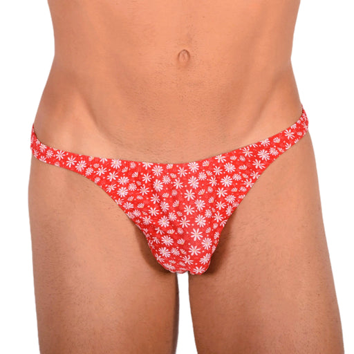 S SMU Sensual Floral Red White Thong 33695 MX151