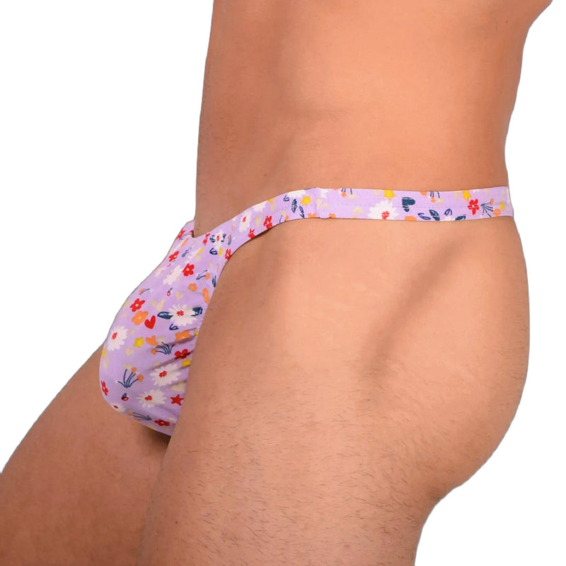 S SMU Sexy Light Purple Floral Explosion Thong 33655 MX142