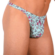 S SMU Sexy Turquoise Floral Explosion Thong 33647 MX143