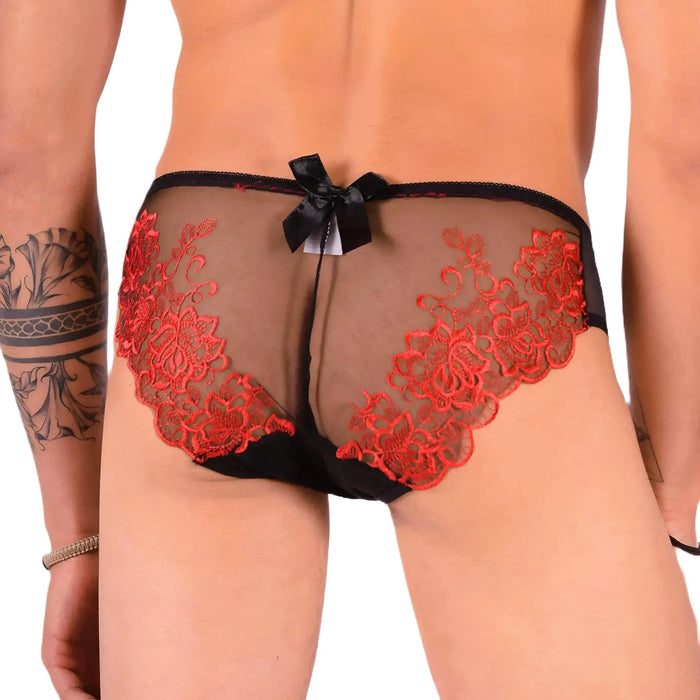 XS SMU Aristocrat C-Thru Lace Brief Black/Red 33610 MX14