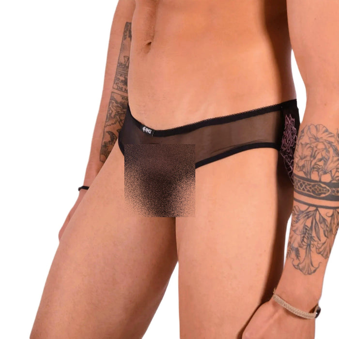 XS SMU Aristocrat C-Thru Lace Brief Black/Silver 33605 MX14