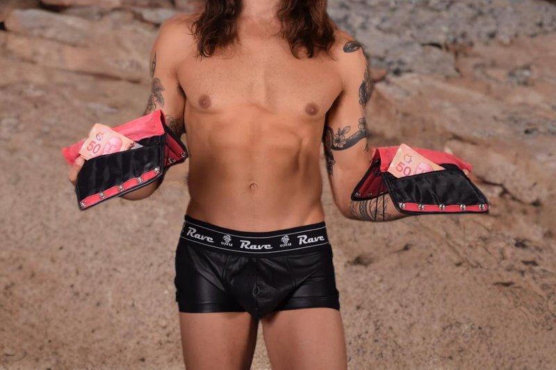 SMU Forearm Pairs Gauntlet Leather Handmade Aviator Laced Guard Wallet Red S/M