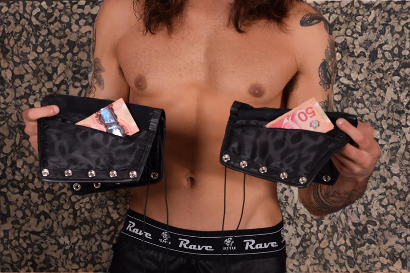 SMU Forearm Pairs Gauntlet Leather Handmade Aviator Laced Guard Wallet Black