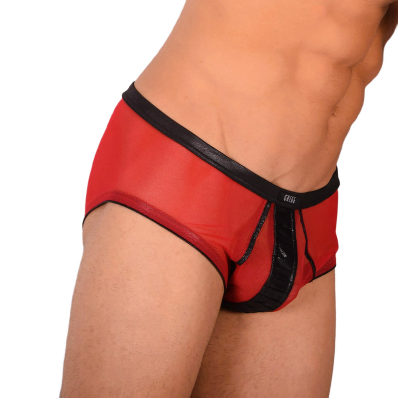 Medium Gregg Homme Red Sheer brief and Black front deco 3044 C22