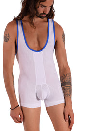 Sexy men fashion sheer Body suit sensual singlet Underwear WHITE  F2001 14C