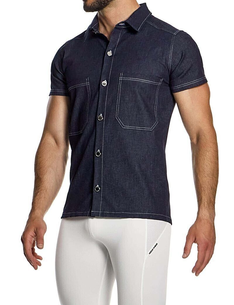 Shirt Modus Vivendi Raw Denim Casual Buttons - Down Shirts Blue 11442 B441