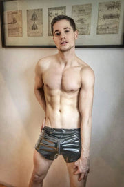 Short MR. RIEGILLIO Shiny PVC Mini Short With Full Zipper 3