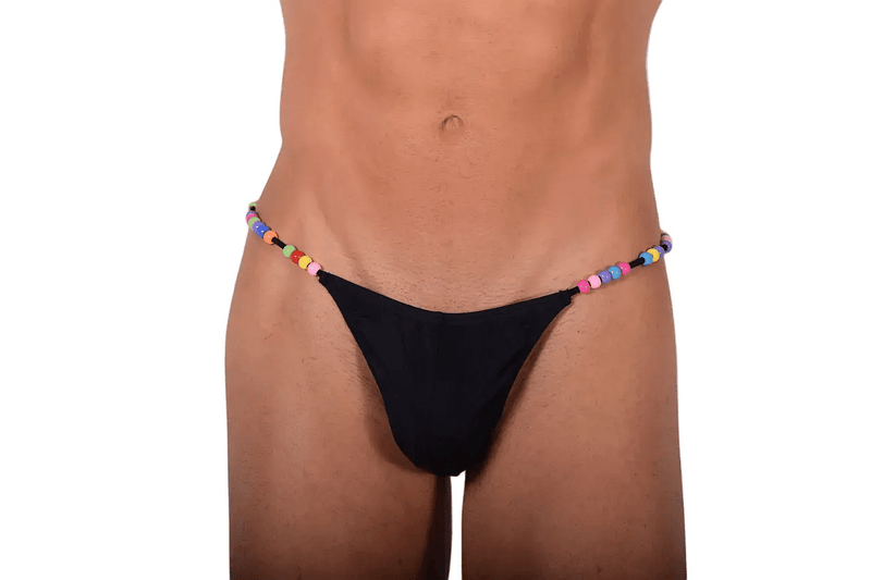 S/M SMU Black Thong colorful decoration 28''32'' Waist MX10 1005635