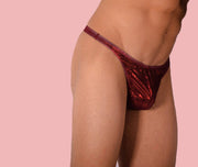 S/M SMU Mens Underwear Thong Sheer Red 33338 MX116