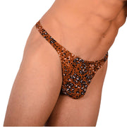 S/M SMU Tanning Sheer Wildlife Brown Thong MX19 339845