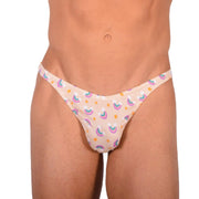 S/M SMU Tanning Walking around sheer Beige Rainbow Thong MX19 340021