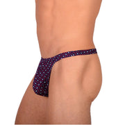S/M SMU Tanning Walking around sheer Blue Red Stars Thong MX19 339852