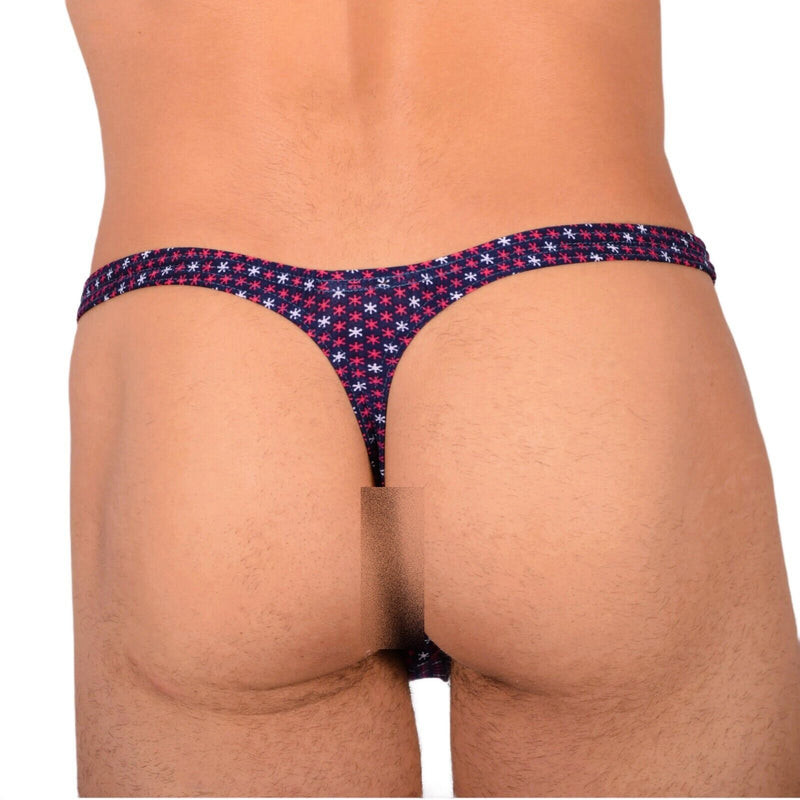S/M SMU Tanning Walking around sheer Blue Red Stars Thong MX19 339854