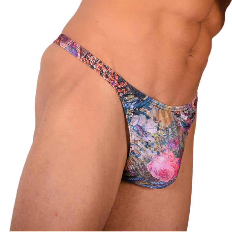S/M SMU Tanning Walking around sheer Floral Thong MX19 339835