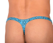 S/M SMU Tanning Walking around sheer Turquoise Thong MX19 340154