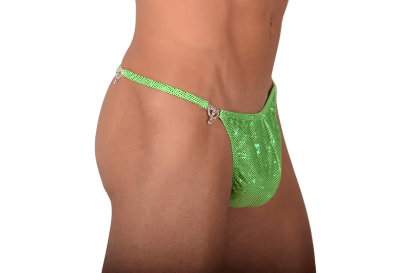 S/M SMU Thong Rhinestones FLASHY GREEN 30''32'' Waist MX10 1005664