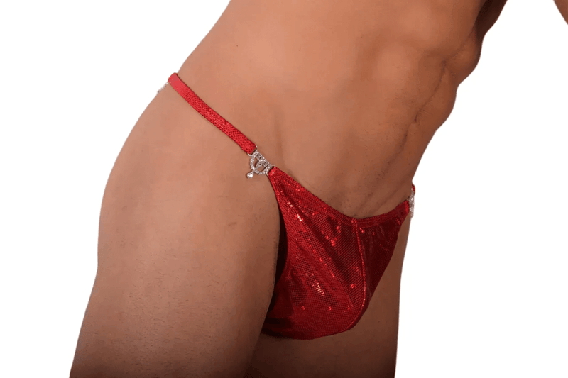 S/M SMU Thong Rhinestones Red 30''32'' Waist SX 1006564