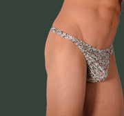 S/M SMU Underwear Thong Olive flowers 33335 MX116