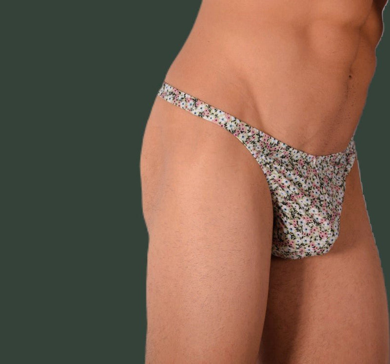 S/M SMU Underwear Thong Olive flowers 33335 MX116