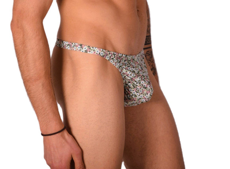 S/M SMU Underwear Thong Olive flowers 33335 MX114