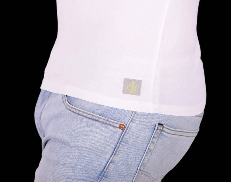SMALL Calvin Klein Cotton Stretch V - Neck White T-Shirt MX163