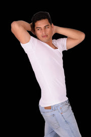 SMALL Calvin Klein Cotton Stretch V - Neck White T-Shirt MX161