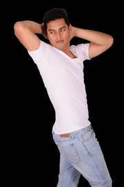 SMALL Calvin Klein Cotton Stretch V - Neck White T-Shirt MX165