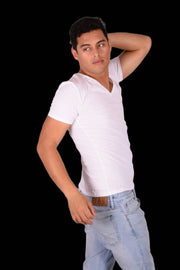 SMALL Calvin Klein Cotton Stretch V - Neck White T-Shirt MX166