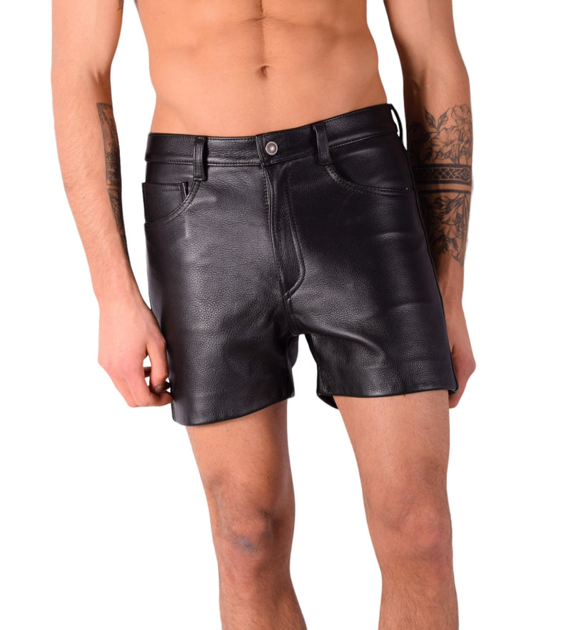 Small SMU Pure Leather Shorts Black 31 - 32in 22059 116