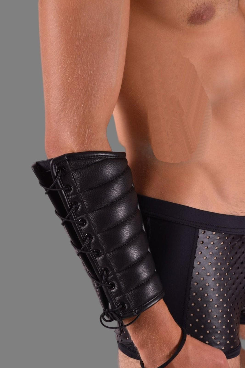 SMU Forearm Pairs Gauntlet Leather Handmade Aviator Laced Guard Wallet Black2