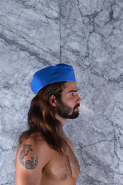 SMU Handmade Quality Leather Skin Garrison Cap Kepi in Aqua 13