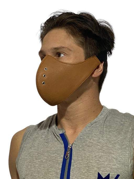 SMU Leather Mask Unisex Top Quality Canadian Leather Tan 1050 21