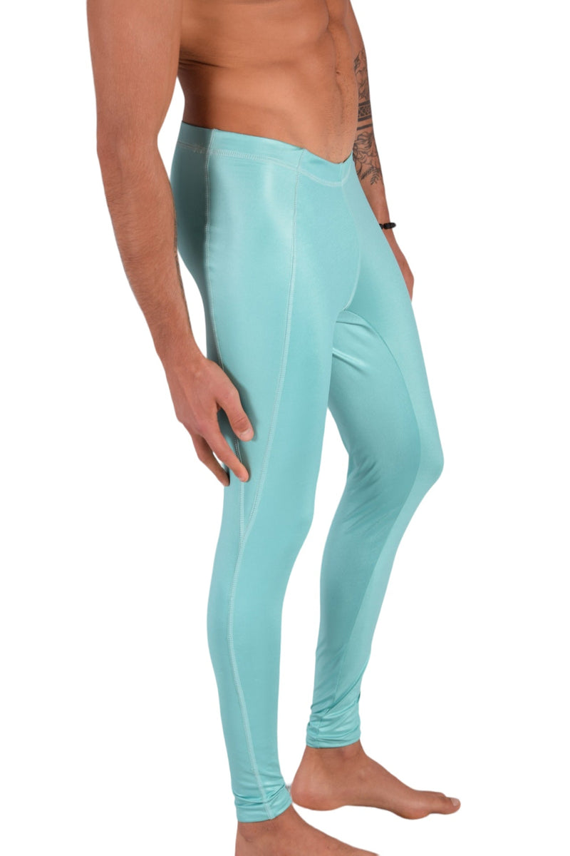 SMU Legging For Mens Shiny Turquoise Tight - Fit S/M 12560 MX83