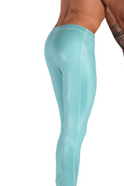SMU Legging For Mens Shiny Turquoise Tight - Fit S/M 12560 MX82