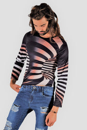 SMU Limited Long Sleeves Shirt 3D Effect Black-Copper 32441 B