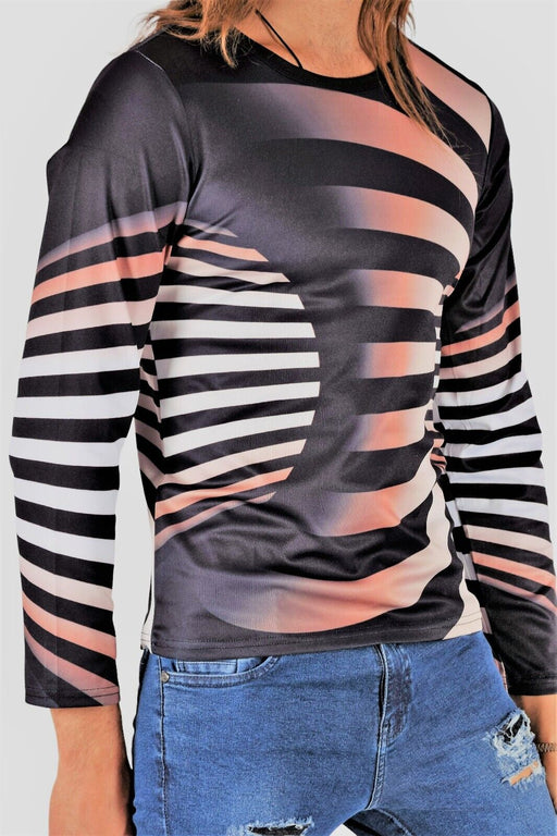 SMU Limited Long Sleeves Shirt 3D Effect Black-Copper 32441 B