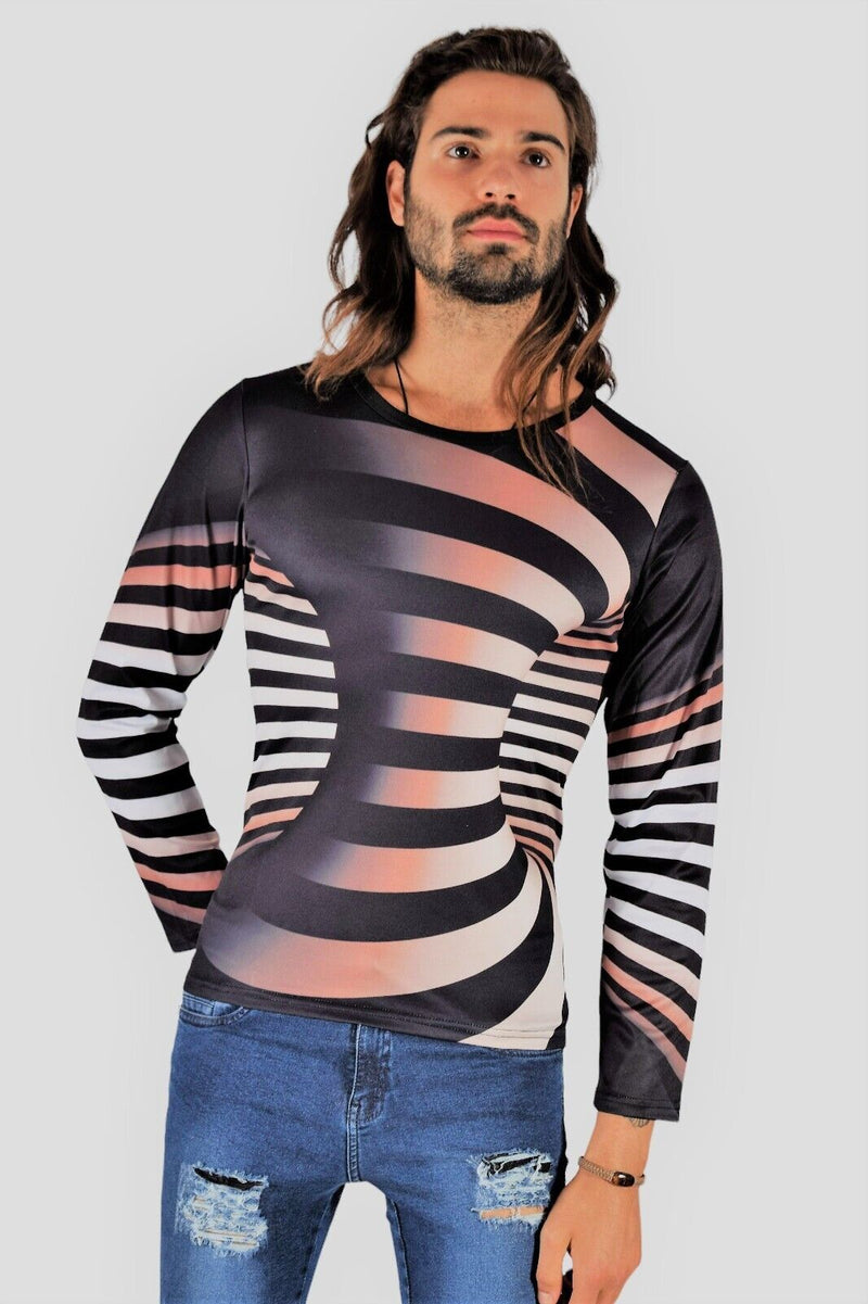 SMU Limited Long Sleeves Shirt 3D Effect Black-Copper 32441 B