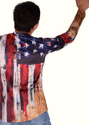 SMU Long Sleeves Shirt American Flag Patriotic 32455 B4