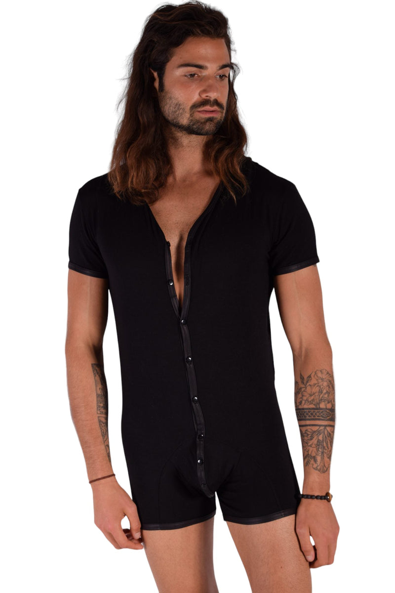 SMU Men Bodysuit Black  S/M Polyamide Cotton 119420 MX3