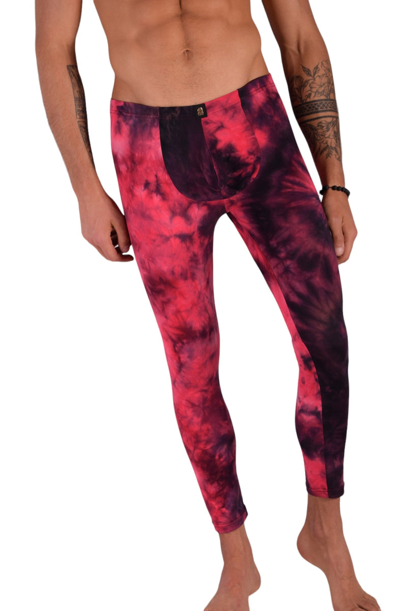 SMU Mens Legging Tight Fit Red Artistic Printed S/M 12563 MX87