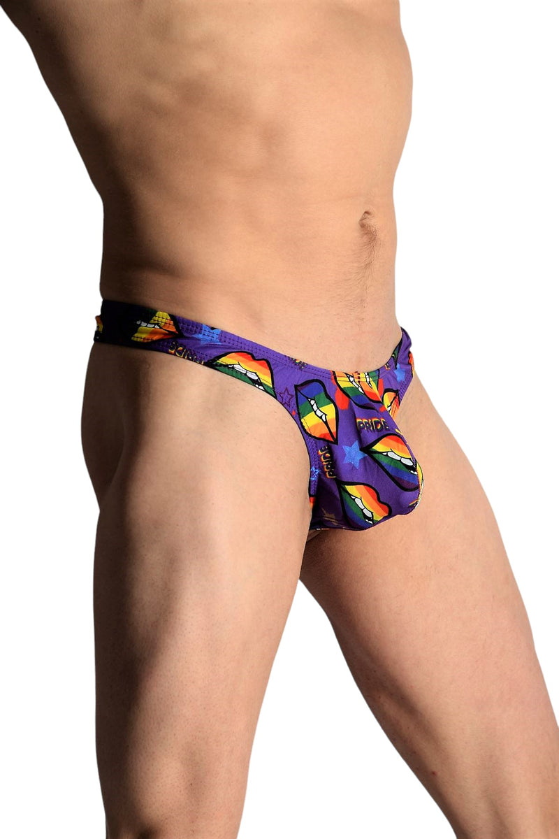 SMU Pride Swim Tanning Thong  Multi color print P01204-H37