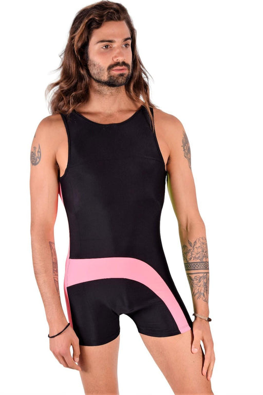 SMU Singlet Bodysuit Fashion Short Black Pink 2C2