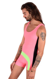 SMU Singlet Bodysuit Fashion Short Pink Lime 2C5