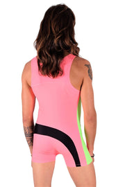 SMU Singlet Bodysuit Fashion Short Pink Lime 2C4