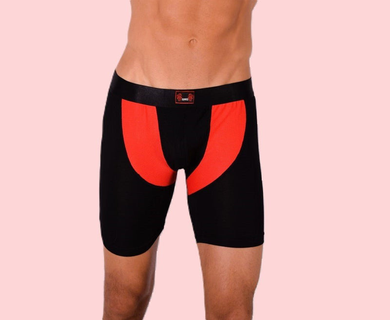 SMU Sports Underwear Long Boxer Black & Red 87655 MX123